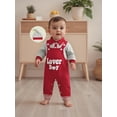 thumbnail image 5 of BemeyourBBs Newborn Baby Boy My First Valentine Outfits Infant Spring Clothes Stripe Romper Heart in Truck Embroidery Overalls Jumpsuit Hat Set, 5 of 9