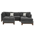 thumbnail image 6 of Poundex 3 Piece Fabric Sectional Sofa Set with Ottoman in Ash Gray, 6 of 6