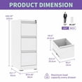 thumbnail image 3 of 3 Drawer Metal Vertical File Cabinet with Lock Office Home Steel Vertical File Cabinet for A4 Legal/Letter Size, 3 of 5