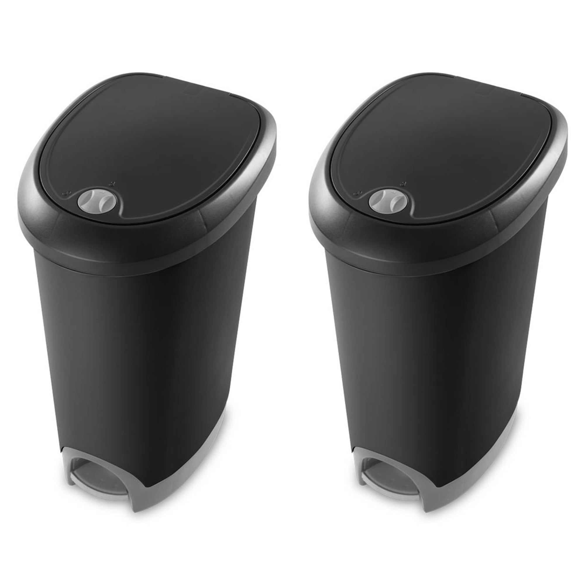Sterilite 12.6 Gallon Locking Lid Kitchen Wastebasket Trashcan, 2 Pack