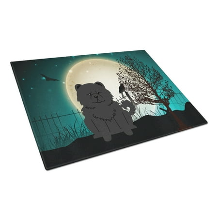 

Caroline s Treasures Halloween Scary Chow Chow Black Glass Cutting Board Large
