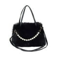 thumbnail image 4 of Bolso de peluche para mujer Bolso de mano moderno Bolso de antebrazo para citas Compras Desplazamientos Negro, 4 of 9