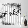 thumbnail image 2 of Get Naked Shower Curtain Gray Watercolor Flower Leaf Black Funny Quotes Get Naked Creative Rustic Spring Floral Nature Modern Farmhouse Fabric Bathroom Decor Curtain with Hooks, 2 of 3