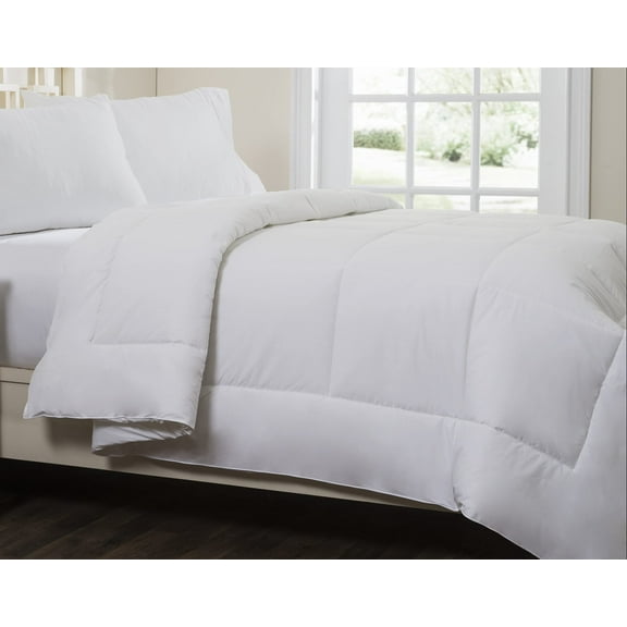 Circles Home White Down Alternative Comforter Cotton Top - Quilted Style – Healthy – Queen Size
