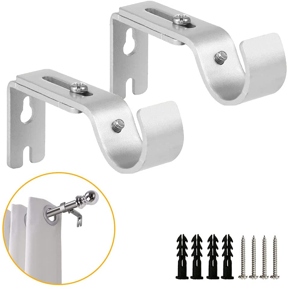 2 Pack Adjule Curtain Rod Brackets For 4 Inch Heavy Duty Metal Single
