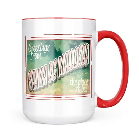 

Neonblond Greetings from Palma de Mallorca Vintage Postcard Mug gift for Coffee Tea lovers