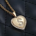 thumbnail image 2 of Giorgio Bergamo Stainless Steel Yellow Gold Plated Micro Pave Heart Initial A - Z Letter Pendant Mens Womens Necklace, Gold, S, 2 of 6