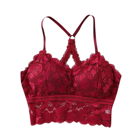 Mrat Clearance Nippleless Bras Clearance Women Solid Underwired with Breast Pad Lace Lingerie Everyday Bras Dress Built in Bra L_15 Red L