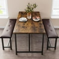 thumbnail image 2 of 3Pcs Dining Table Set, Kitchen Table and Benches for 4, Rectangular Dining Room Table Set with 2 Upholstered Benches, Dining Table Set for Small Space, Apartment, Retro Brown, 2 of 8