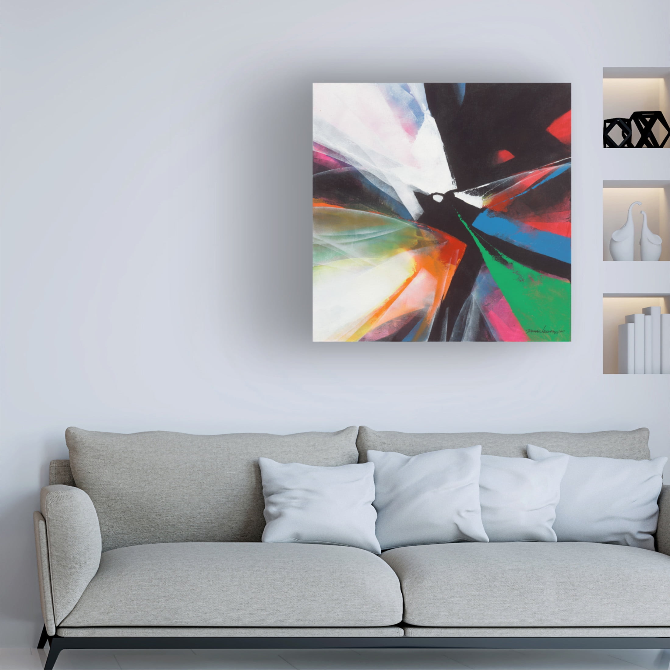 Canvas Wall Art - Thomas Leung 'Dancing Color 4' Wall Art for Living Room, Bedroom, or Office Décor by Trademark Fine Art - 14 x 14 Inches