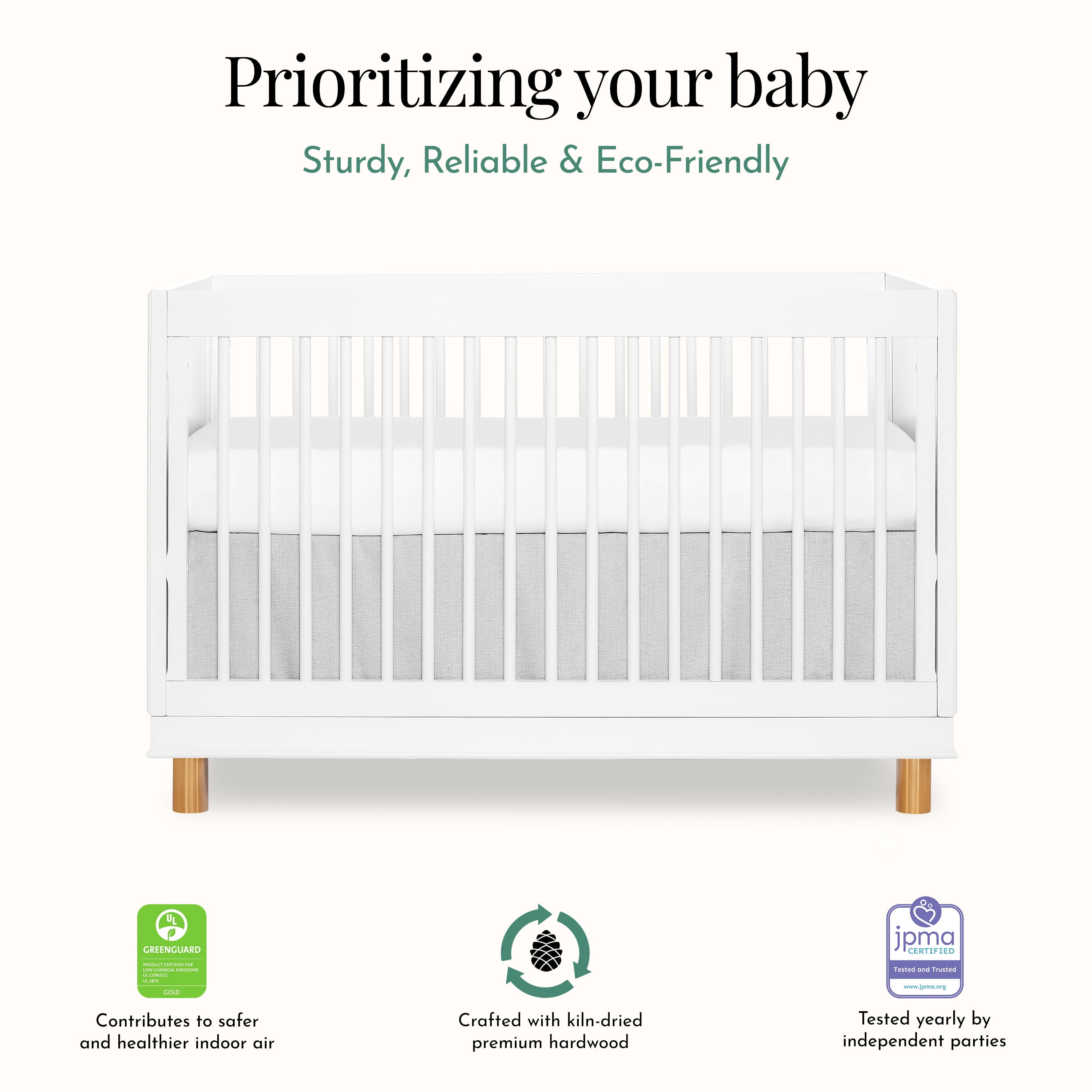 evolur Art Deco Crib in White/Gold
