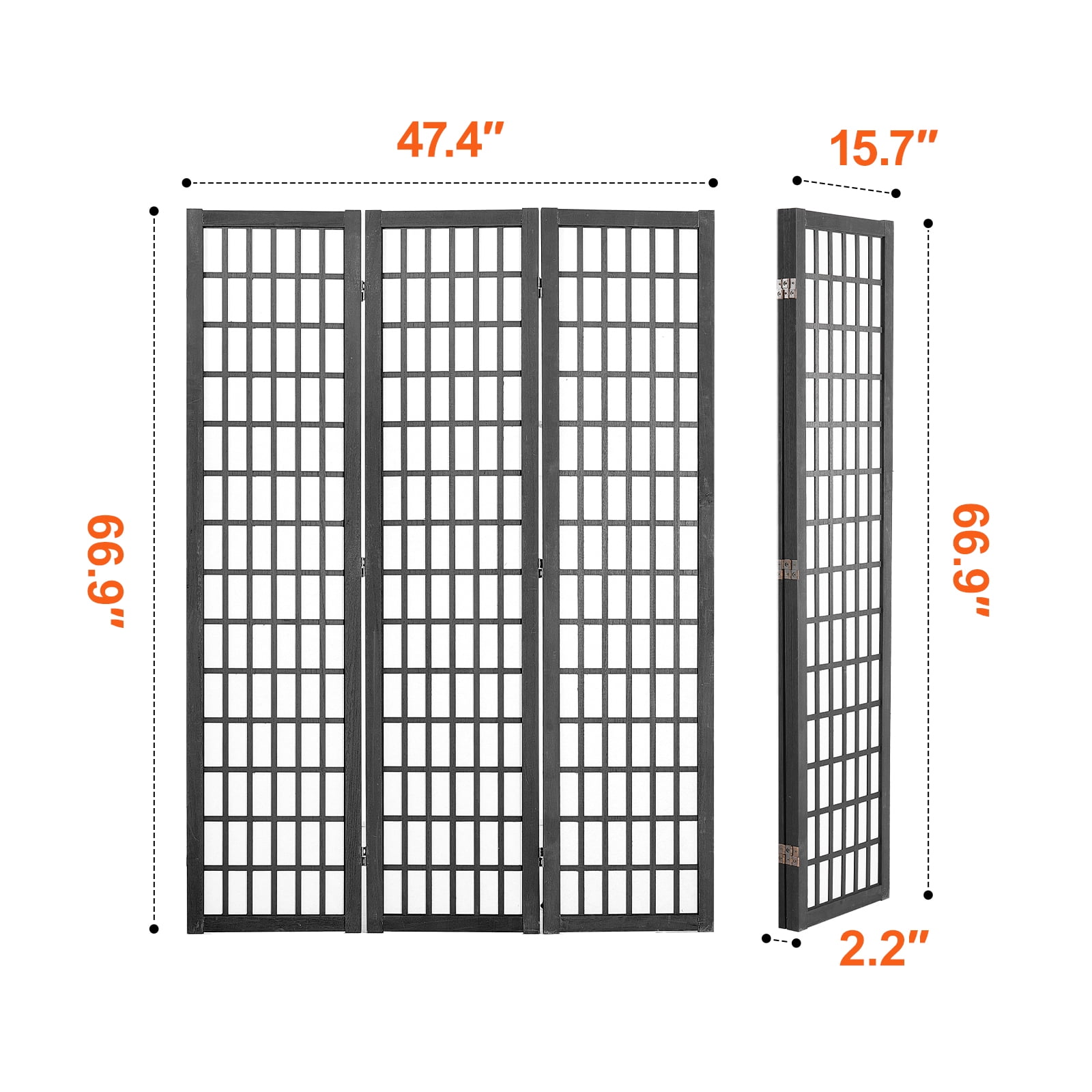 VEVOR Room Divider, 3 Panel Japanese Room Divider, Wood Folding Privacy Screen Indoor, Japanese Partition Dividers Portable Decoration Screens, for Room Separation Home Office Restaurant & Bedroom