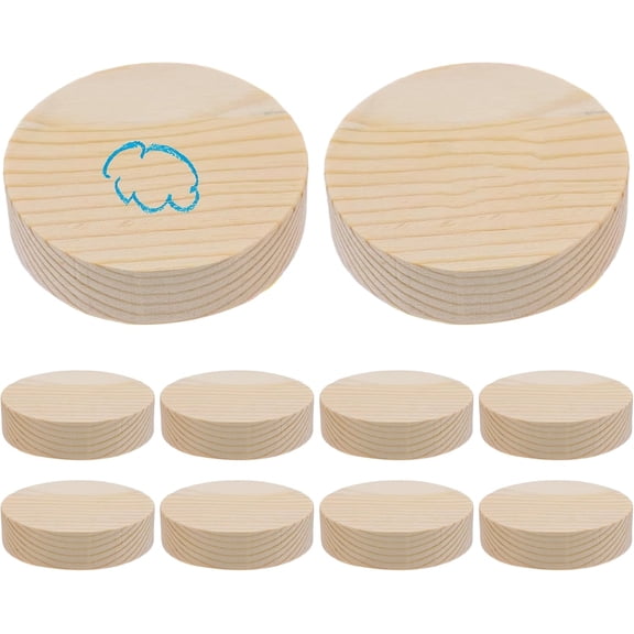 Wood Slices 10Pcs Round Wooden Discs Natural Pine DIY Craft Blanks Heat-Resistant Table Protectors for Painting Home Decor (3.15x3.15x0.79 Inch)