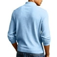 thumbnail image 4 of Fgvctg Sweatshirts for Men Textured Stand Collar Corduroy Sweatshirts Quarter Zip Oversized Pullover Shirts Long Sleeve Loose Fall Clothes Sky Blue 5XL, 4 of 5