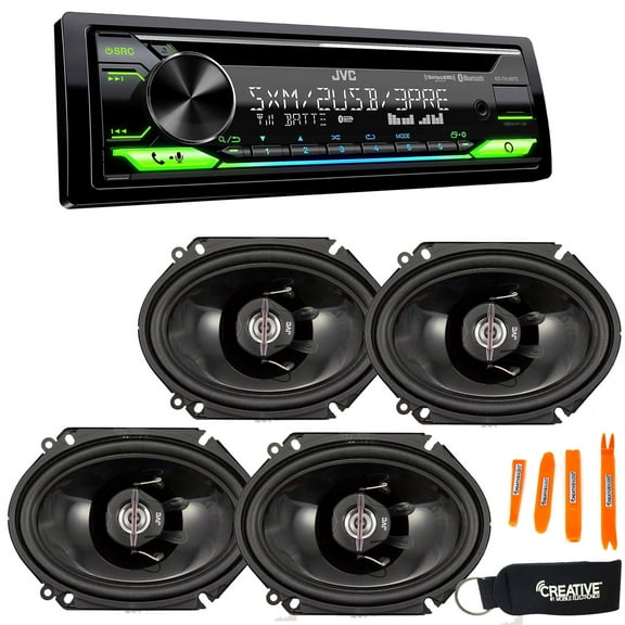 JVC KD-T915BTS - CD, Bluetooth, Dual USB, AUX, Amazon Alexa, SirusXM Ready   Two Pairs Of JVC 6x8" Speakers