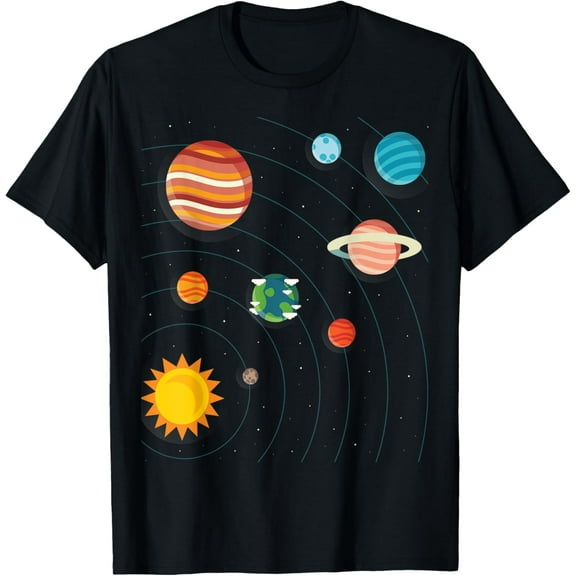 Adult Unisex Solar System Tshirt men and women can wear, black, white, gifts
