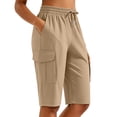 thumbnail image 5 of Besolor Womens Running Shorts High Waist Elastic Drawstring Lightweight Quick Dry Casual Athletic Workout Knee Length Shorts with Pocket, 5 of 7