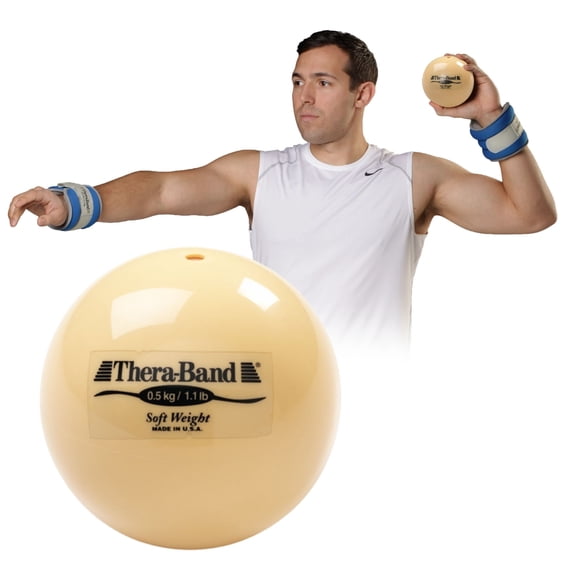 THERABAND Soft Weight 1.1 Lb, 4.5" Ball-Shaped Isotonic Exercise Balls for Physical Therapy, Weighted Ball Set for Pilates, Shoulder Strength & Rehab, Color-Coded, Portable & Easy to Grip