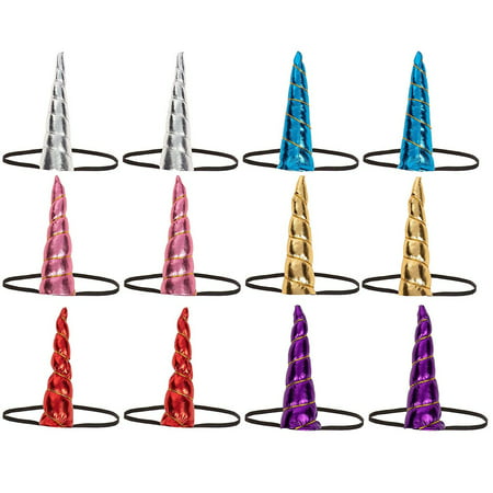 Unicorn Horn - 12-Pack, for Girl Women Costume, 6 Color, 1.5 x 1.5 x 5.1 Inches