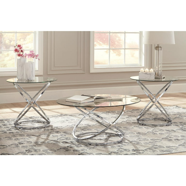 Hollynyx 3 Pack Tables - Chrome Finish Hollynyx 3 Pack Tables - Chrome Finish