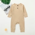 thumbnail image 3 of JYYYBF Infant Baby Boy Girl Long Sleeve Romper Newborn Solid Color One Piece Ribbed Knit Jumpsuit Long Pants Unisex Basic Homewear, 3 of 6