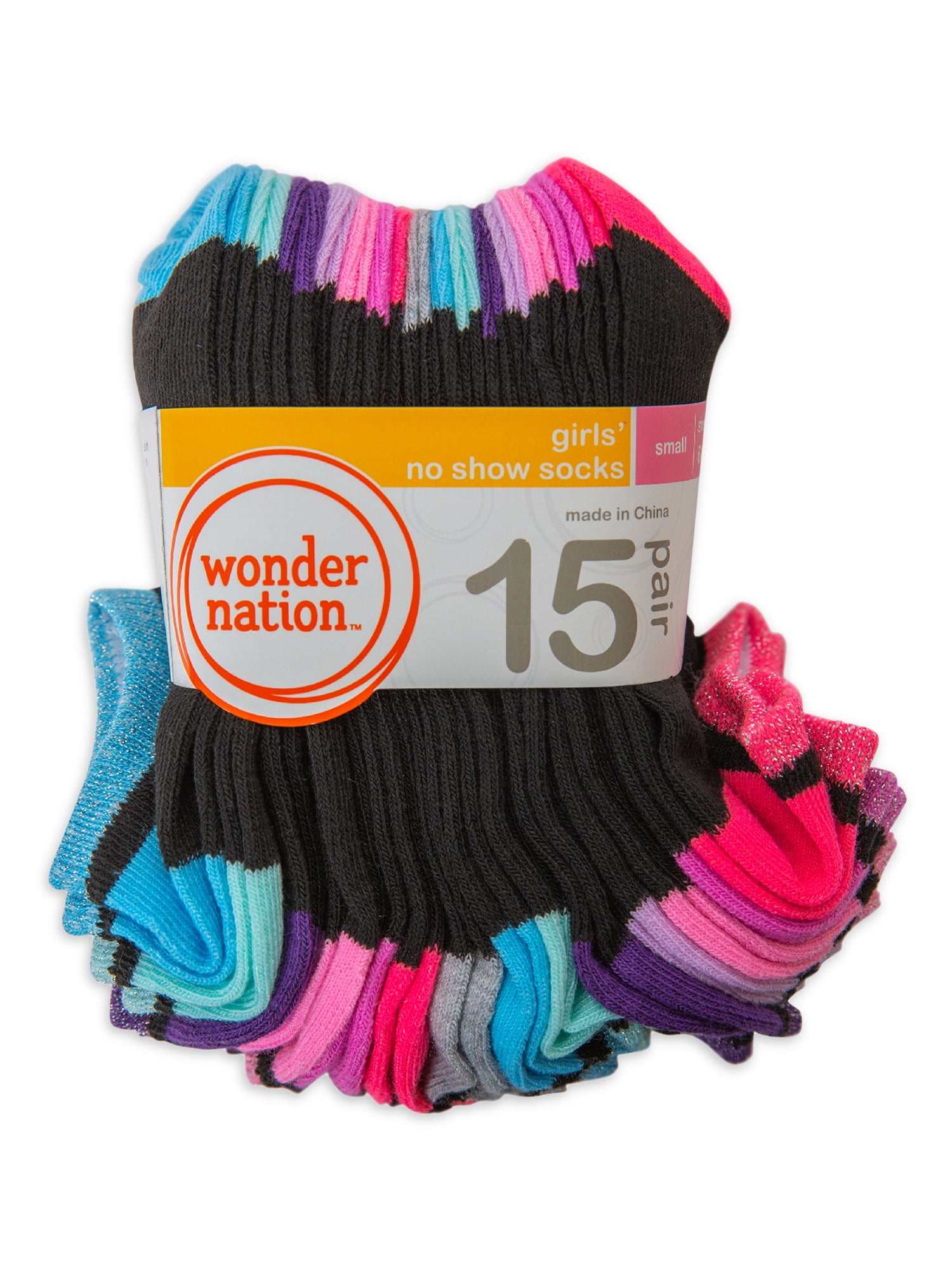 Wonder Nation Girls Socks, 15-Pack, Sizes S-L