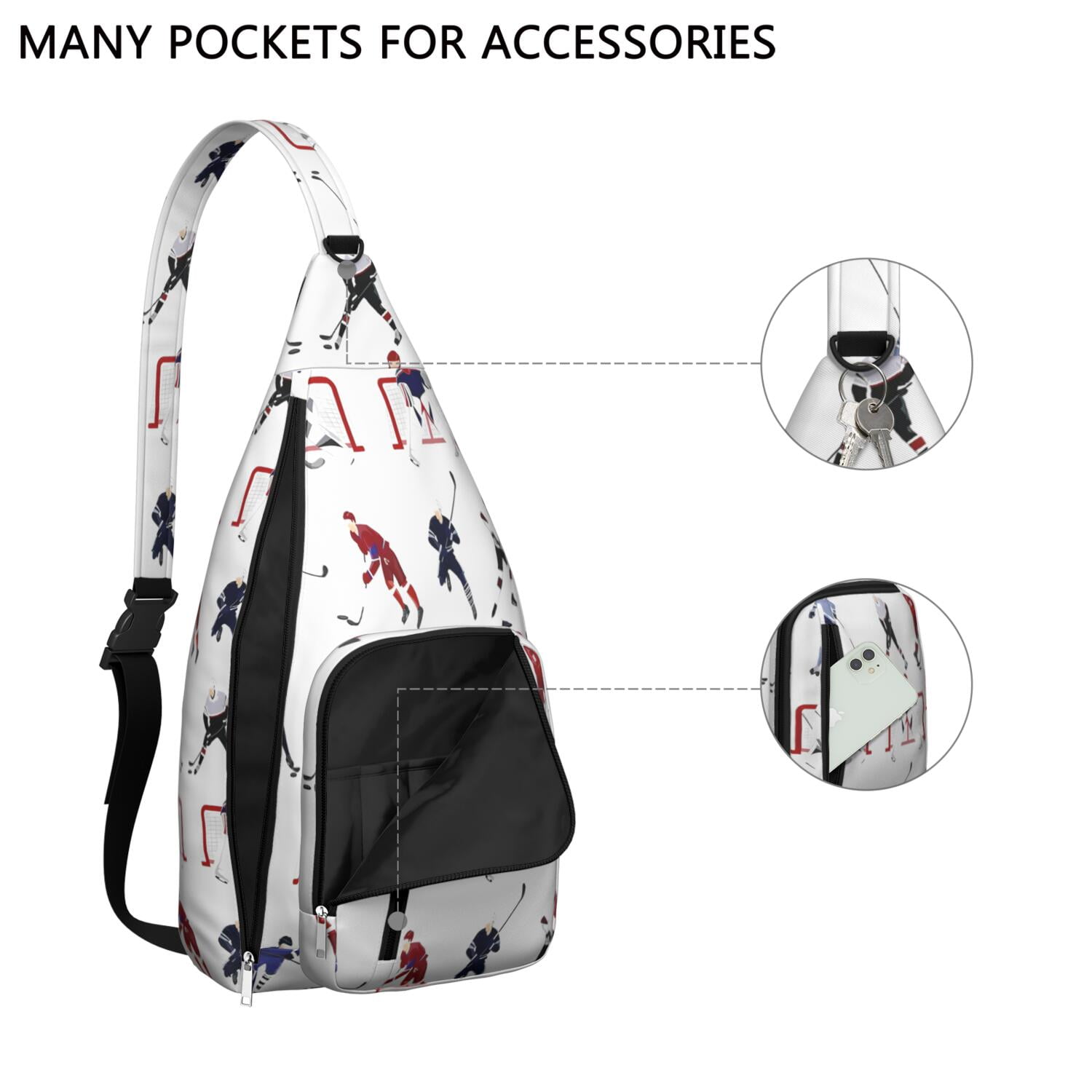 Sports Sling Backpack - Baseball, Football, Soccer, Basketball Print – Lightweight Crossbody Bag for Hiking, Gym, Travel – Athletic Gift for Sports Lovers