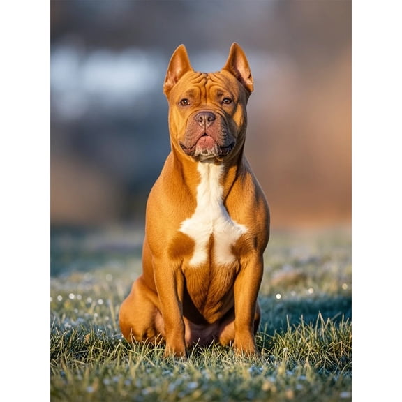 Red Staffordshire Bull Terrier Diamond Painting DIY Kit 5D Diamond Art Full Round Drill Beads by Number Stitch Handmade Arts and Crafts for Living Room Home Wall Decor 12x16 inch / 30x40cm