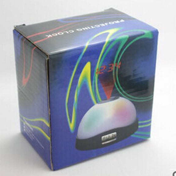 FUTUREORYY Digital Projection Alarm Clock in White with Multicolor Starry Sky Display and Sleep Timer