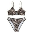 thumbnail image 4 of XAOFW Girl's Swimsuit Sets Leopard Print Sleeveless V Neck Top And Bottom Bikini Swimsuits Two Piece Swimwear Holiday Vacation Beach Stylish Comfortable Bathing Suit, 4 of 9