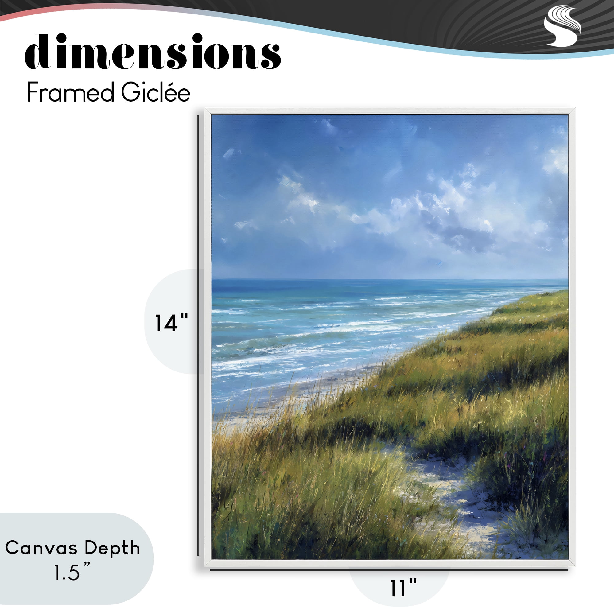 Stupell Industries Coastal Grass & Rolling Waves White Framed Giclee Art, design by Franklyn Gregory
