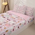 thumbnail image 3 of Manfei Cartoon Halloween Zipper Queen Comforter Set with Fitted Sheet and 2 Pillowcases,Turkey Pattern Zipper Bedding Set,Pink Reversible,4-Piece, 3 of 7