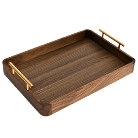 

Solid Wood Serving Breakfast Trays Food Fruit Plate Tableware Rectangle Tray Black Walnut Tray Snack Tray for Restaurant Hotel