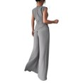 thumbnail image 5 of Stichou Womens Summer 2 Piece Outfit Set Dressy Casual Sleeveless Tank Tops Crew Neck Wide Long Leg Pants with Pockets Gray S, 5 of 8