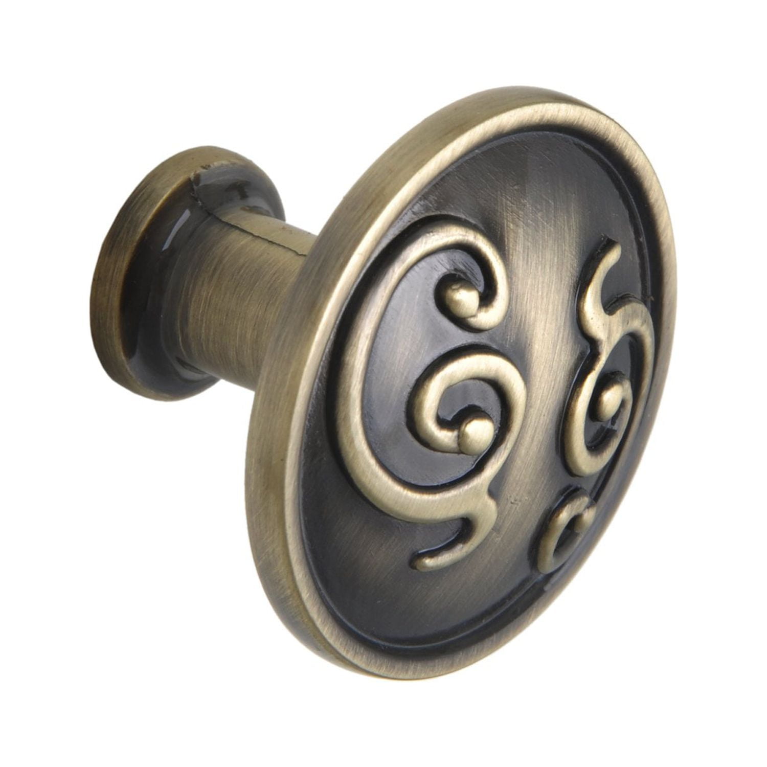 Utopia Alley 25pcs Roma Cabinet Ring Pull Knob - Decorative Cabinet Drop Pull Knobs for Cabinets and Drawers - Vintage Cabinet Hardware with Hand Finished Antique Brass - Metal Drawer Pull Knobs 1.3"