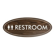 Signs ByLITA Oval Unisex Restroom Sign (Walnut) - Small
