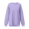 thumbnail image 3 of Womens Casual Outdoor Tops Crewneck Long Sleeve Sweatshirt Loose Fit Solid Color Pullover Tops for Travel, 3 of 5