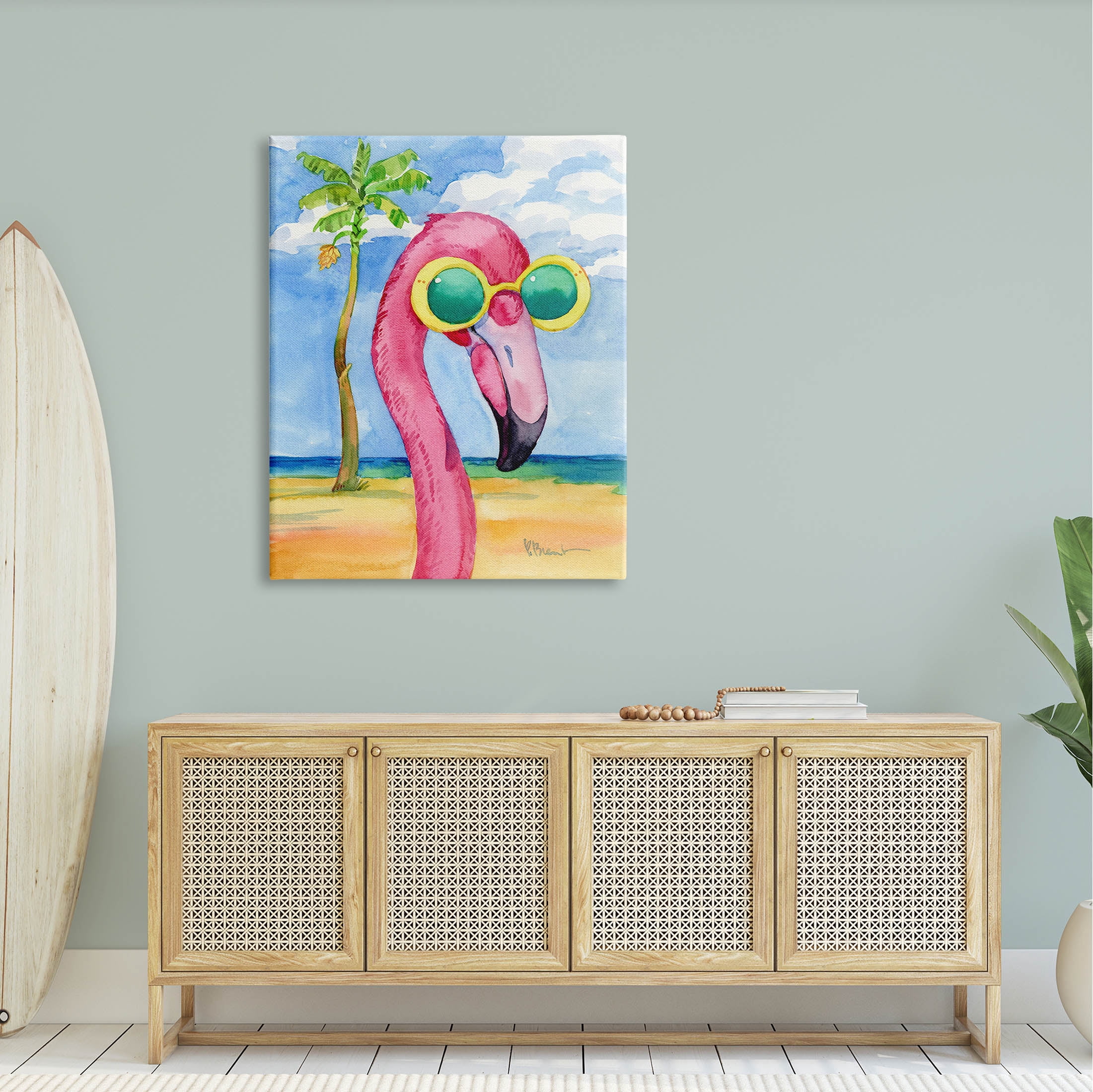 Stupell Industries Looking Good Flamingo Tropical Painting Gallery Wrapped Canvas Print Wall Art, Design by Paul Brent