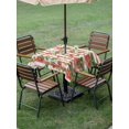 thumbnail image 4 of Outdoor Tablecloth with Umbrella Hole for Patio/Picnic/Party/Camping, Strawberry Waterproof Table Cloth Square Cover Washable, Fruits Green Palm Leaves Red Striped (54"x 54"), 4 of 9