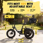 ESKUTE Folding Electric Tricycle for Beginners – 16 x 3.0 Fat Tires, 250W Motor, 302Wh Battery, Step-Thru Design, 12 MPH, Black