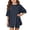 Navy, variant on Girls Summer Casual Lounge Set Oversized Side Split Shirt and Biker Shorts 2 Piece Outfit (Navy, 13-14 Years)