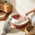 thumbnail image 6 of Semi-Enclosed Large Cat Litter Box, High Sides Odor Cat Litter Pan with Cat Scooper, Top Entry Cat Litter Box, Detachable Easy Clean, Cat Necessities 15.35×12.60×6.69 Inch (Pink), 6 of 6