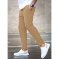 thumbnail image 4 of Men's Stretch High Multi Pockets Durable Pants Men Comfy Lightweight Drawsting Work Hiking Elastic Waist Stretch Comfy Work Dress Pants Khaki L, 4 of 5