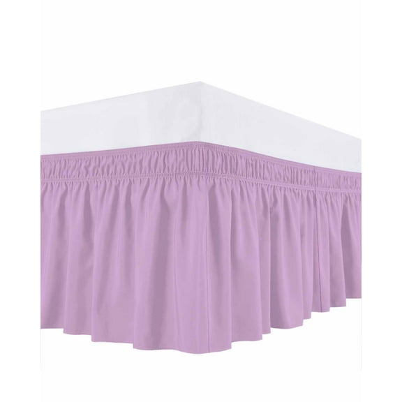 Solid Light Bed Skirt Purple Bed Skirts King Size 16 Inch Drop, Wrap Around Dust Ruffle Bedskirt with Adjustable Elastic Belt for Queen Size Beds
