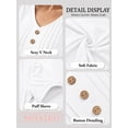 thumbnail image 4 of MOYIKO Blouses for Women T Shirts Pleated Button Puff Short Sleeve Shirts Dressy Casual V Neck Tunic Tops Summer Shirts, 4 of 7