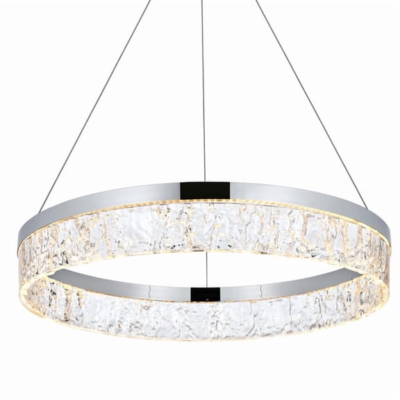 Elegant Lighting Linden 1-Light Metal Adjustable LED Chandelier in Chrome/Clear