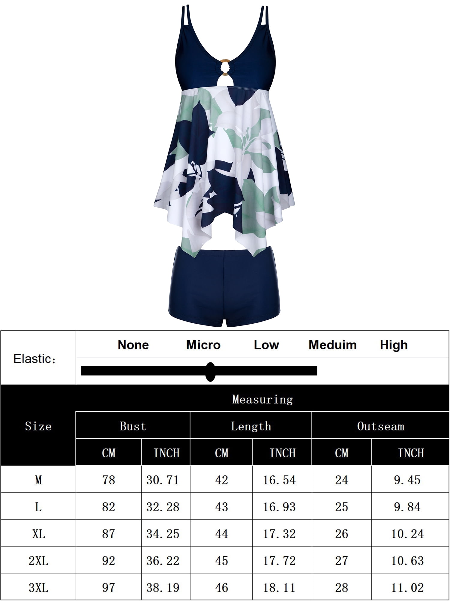 Chama Women's Tummy Control Swimwear Modest Flowy Tankini Swimsuits Two Pieces Keyhole Swimdress Bathing Suits for Women