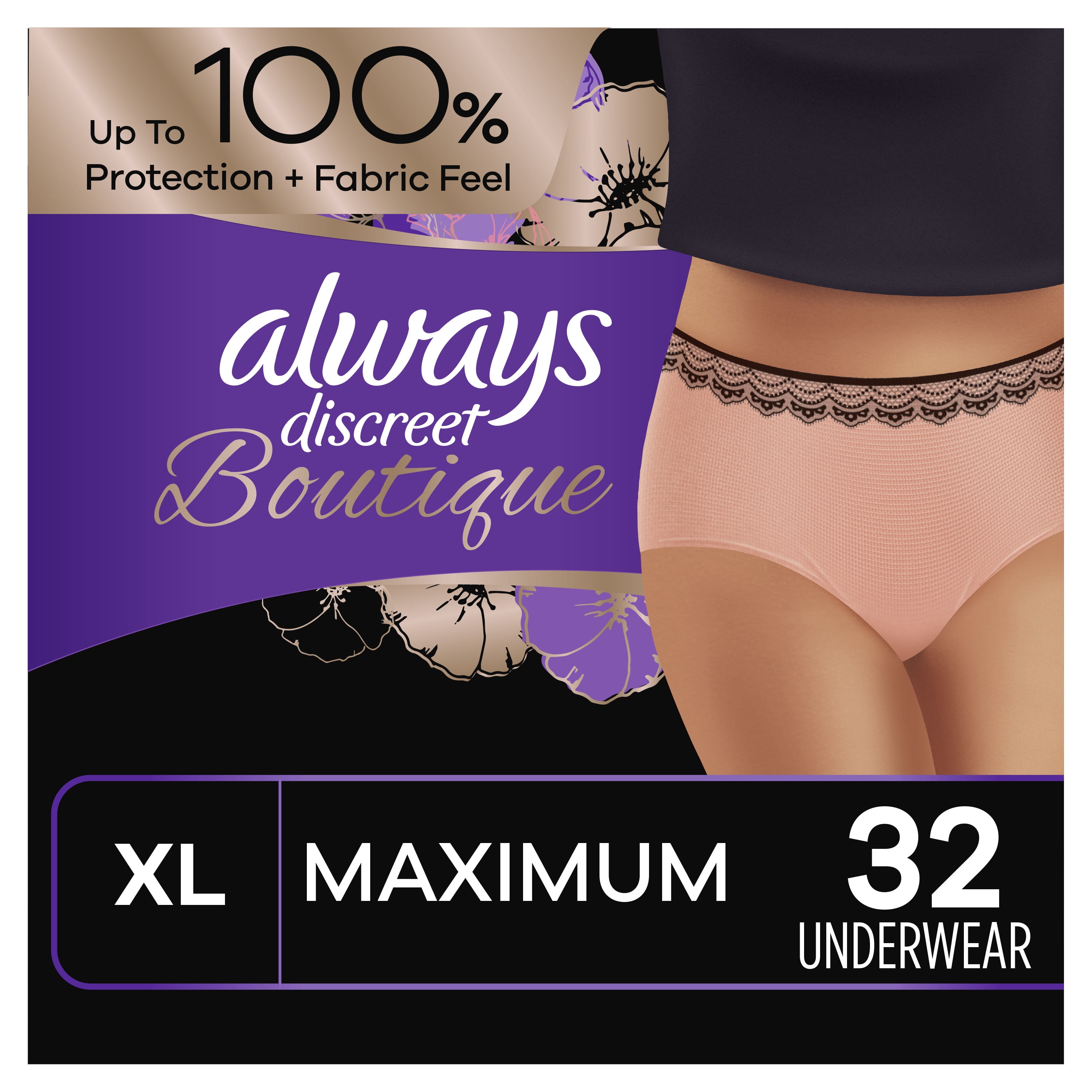 Buy Always Discreet Boutique High Rise Incontinence Underwear Size Xl Maximum Rosy 32 Count 0486