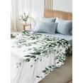 thumbnail image 4 of King Size Flat Sheet Only, Green Eucalyptus Soft Brushed Microfiber Bed Sheets, Weeping Botanical Leaf Watercolor Hotel Quality Breathable Bedding Top Sheet, Easy Care, 105"x98", 4 of 9