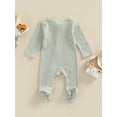 thumbnail image 4 of Gzhioc Newborn Baby Unisex Casual Romper, Long Sleeve Round Neck Stripe Printed Feet-Covered Long Jumpsuit,0-9 Months, 4 of 9